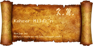 Kehrer Milán névjegykártya
