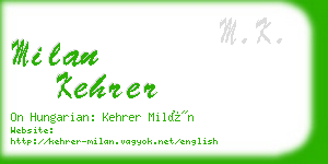 milan kehrer business card